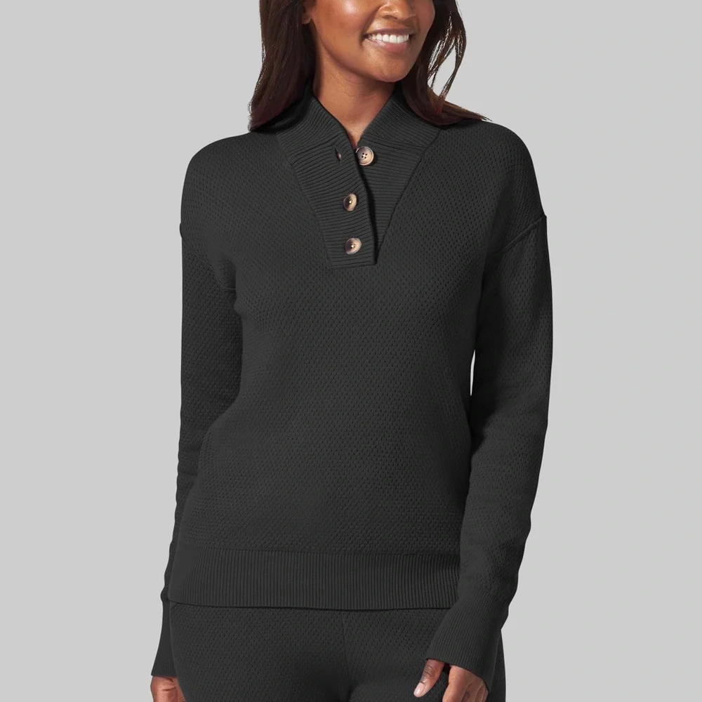 Tommy John Women's Sweater Lounge Henley - Picture 8 of 9